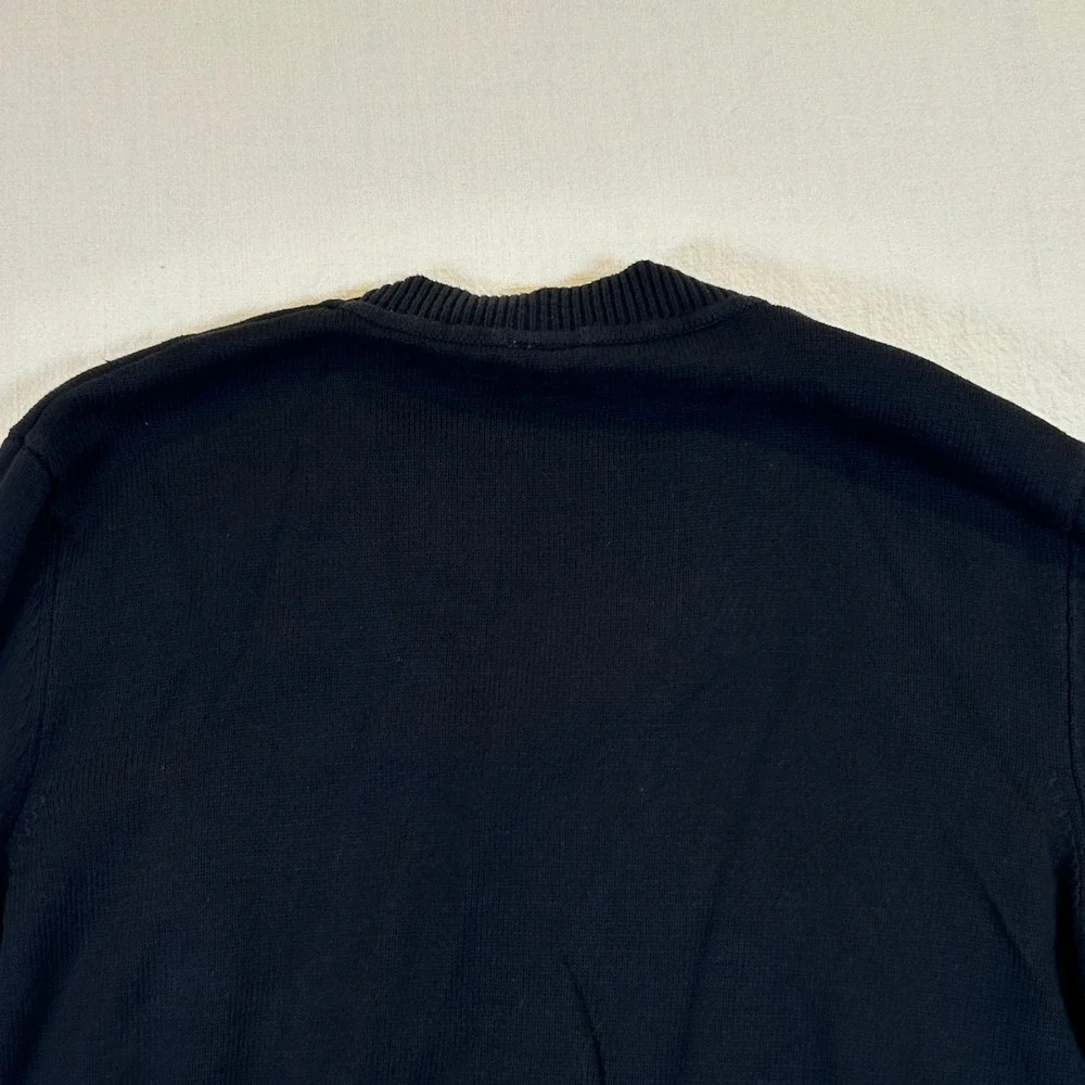 Tesla Motors Mens Black V-Neck Button Cardigan Sweater Logo Large TSL6403BK